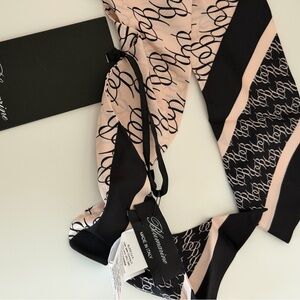 Blumarine Silk Logo Twilly Scarf – Pink & Black Monogram – Made in Italy – NWT